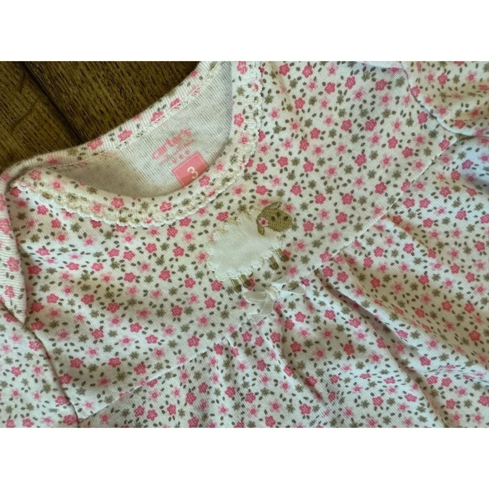 Vintage Carters Baby Girl Sleep Gown 3 Months Floral Sheep Lamb Pink Outfit